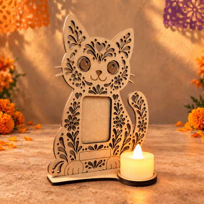 Retrato de mascota con vela LED