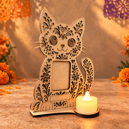 Retrato de mascota con vela LED