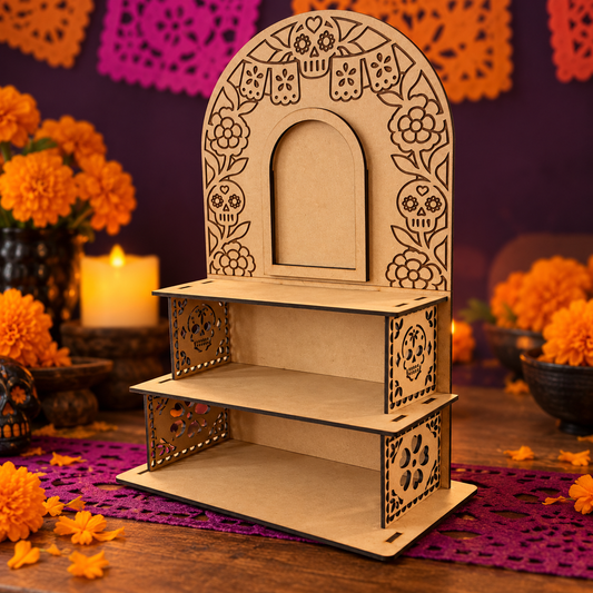 Altar armable Día de Muertos – Nicho 3 niveles
